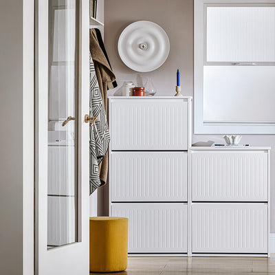 SoBuy | Schuhkipper mit 3 Klappen | Schuhschrank | Schuhregal | Weiß | FSR165-H-W