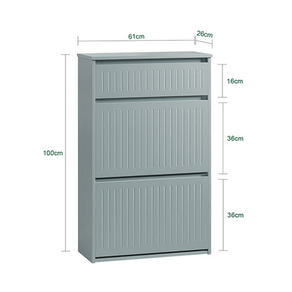 SoBuy | Schuhkipper mit 2 Klappen und 1 Schublade | Schuhschrank | Schuhregal | Hellgrau | FSR165-HG