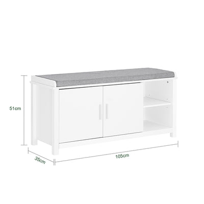 SoBuy | Schuhbank mit Sitzfläche | Dielenbank | Sitzbank | Schuhschrank | Weiß | FSR168-W