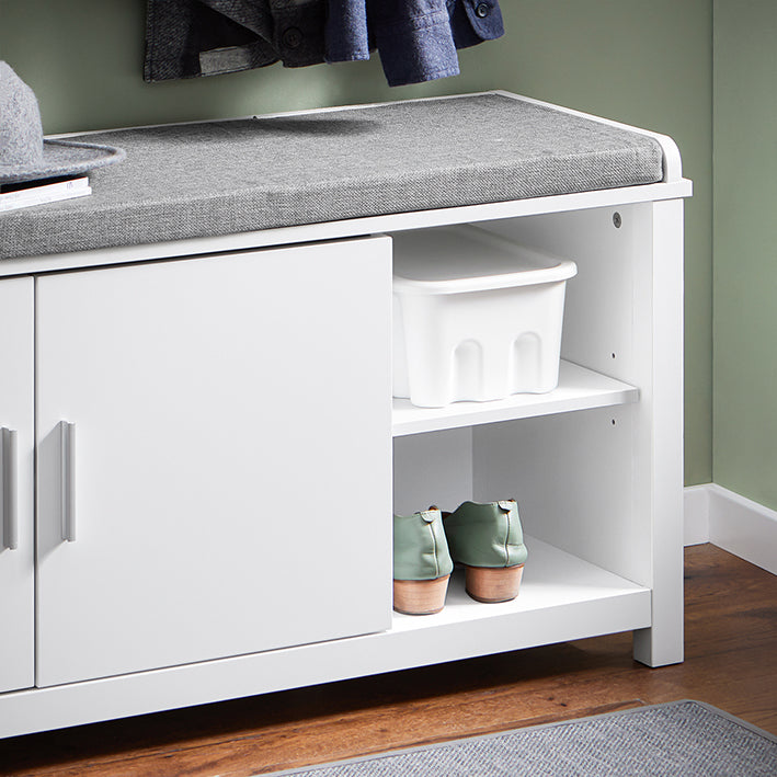 SoBuy | Schuhbank mit Sitzfläche | Dielenbank | Sitzbank | Schuhschrank | Weiß | FSR168-W