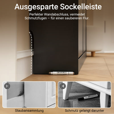 SoBuy Schuhkipper Schmaler mit 4 Klappen und 2 Schubladen für Flur Schwarz FSR169-SCH