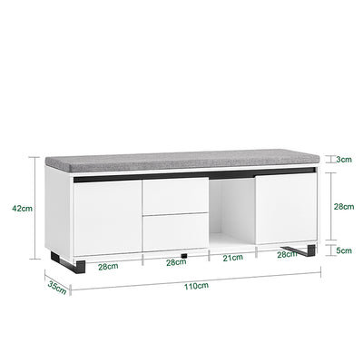 SoBuy | Schuhbank mit 2 Schubladen | Sitzbank | schuhschrank | Dielenbank | Weiß | FSR176-W