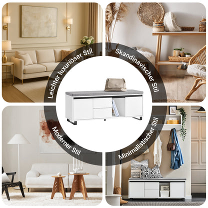 SoBuy | Schuhbank mit 2 Schubladen | Sitzbank | schuhschrank | Dielenbank | Weiß | FSR176-W