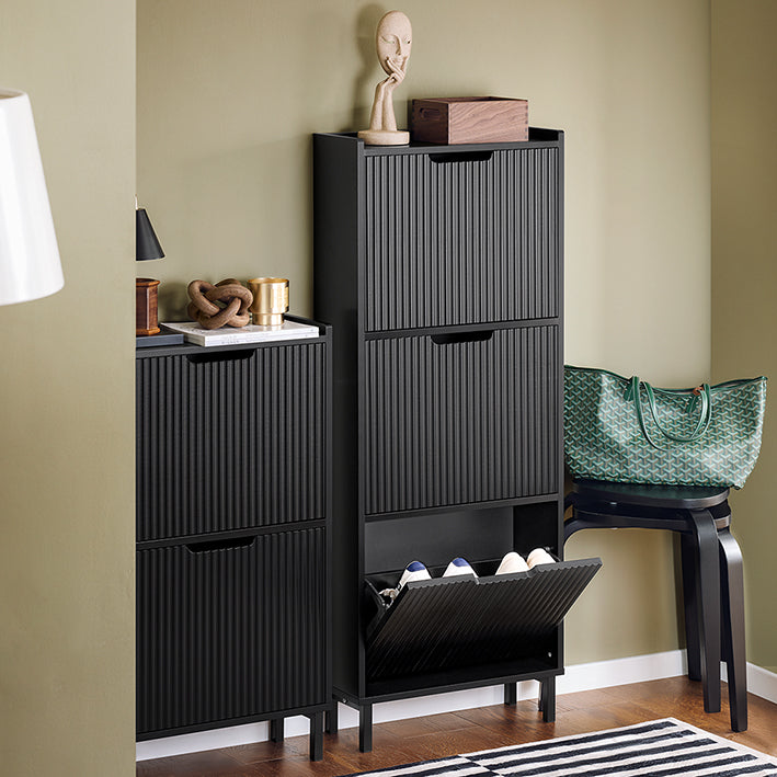 Vorverkauf | SoBuy | Schuhkipper mit 3 Klappen | Schuhschrank schmal | Schuhkommode Schwarz | FSR177-H-SCH