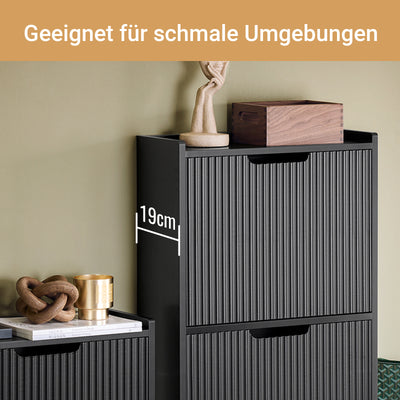 SoBuy | Schuhkipper mit 3 Klappen | Schuhschrank schmal | Schuhkommode Schwarz | FSR177-H-SCH