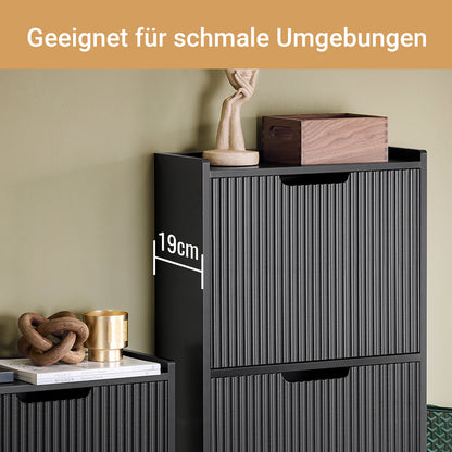 Vorverkauf | SoBuy | Schuhkipper mit 3 Klappen | Schuhschrank schmal | Schuhkommode Schwarz | FSR177-H-SCH