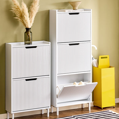 SoBuy | Schuhkipper mit 3 Klappen | Schuhschrank schmal | Schuhkommode Weiß | FSR177-H-W