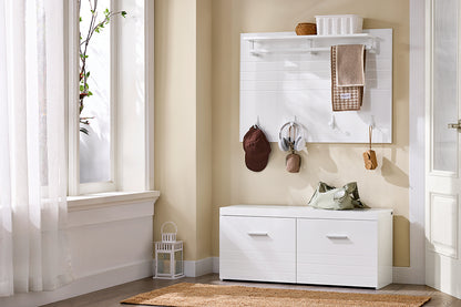 SoBuy | Schuhbank | Garderobenbank | Sitzbank mit Stauraum | Dielenbank | Weiß | FSR178-W