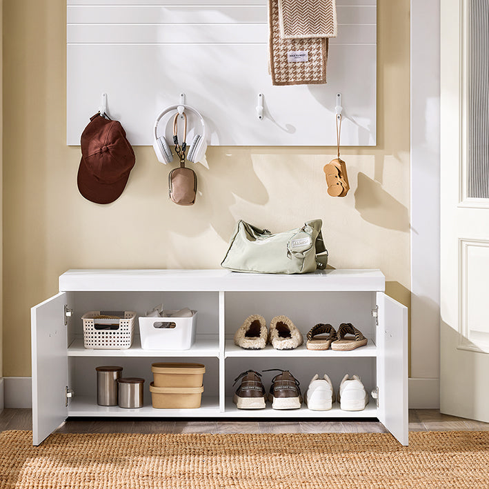 SoBuy | Schuhbank | Garderobenbank | Sitzbank mit Stauraum | Dielenbank | Weiß | FSR178-W