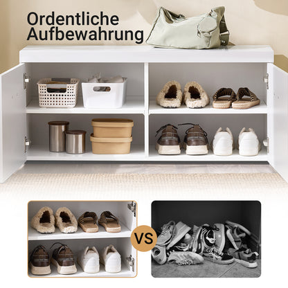 SoBuy | Schuhbank | Garderobenbank | Sitzbank mit Stauraum | Dielenbank | Weiß | FSR178-W