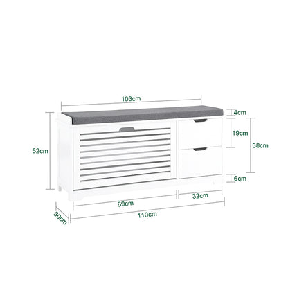 SoBuy | Schuhkipper | Schuhbank mit 1 Klappe | Sitzbank | Sitzkommode Weiß | FSR185-W