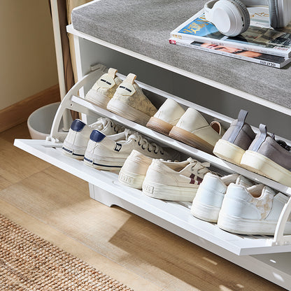 SoBuy | Schuhkipper | Schuhbank mit 1 Klappe | Sitzbank | Sitzkommode Weiß | FSR185-W