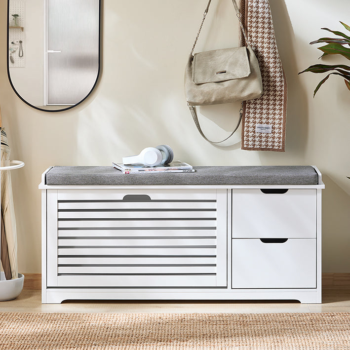 SoBuy | Schuhkipper | Schuhbank mit 1 Klappe | Sitzbank | Sitzkommode Weiß | FSR185-W