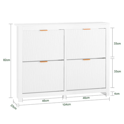 SoBuy | Schuhkipper mit 4 Klappen | Schuhschrank schmal | Schuhkommode Weiß | FSR186-II-W