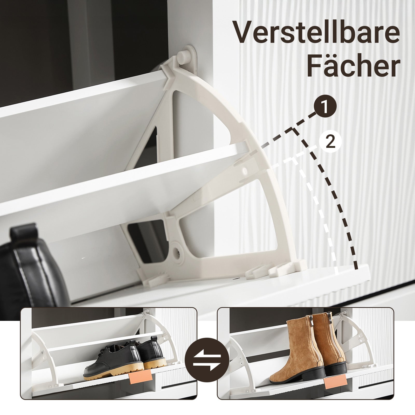 SoBuy | Schuhkipper mit 4 Klappen | Schuhschrank schmal | Schuhkommode Weiß | FSR186-II-W