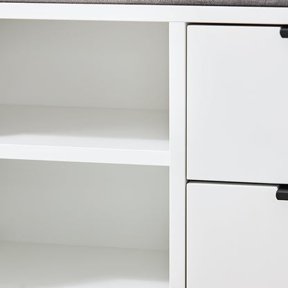 SoBuy | Schuhbank mit Sitzfläche | Sitzbank | Dielenbank mit Schiebetüren | Schuhtruhe | Weiß | FSR187-W