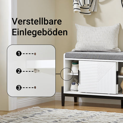 SoBuy | Schuhbank mit Sitzfläche | Sitzbank | Dielenbank mit Schiebetüren | Schuhtruhe | Weiß | FSR187-W