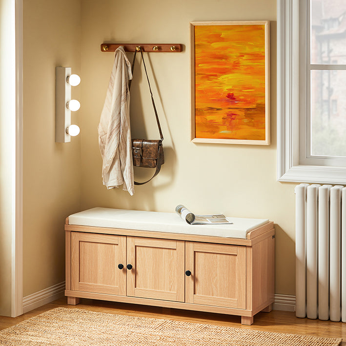 SoBuy | Schuhbank mit Sitzfläche | Garderobenbank | Sitzbank | Dielenbank | Natur| FSR188-N