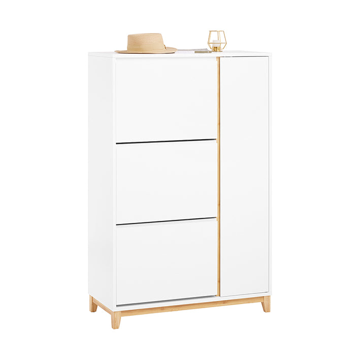 Vorverkauf | SoBuy | Schuhkipper | Schuhschrank mit 3 Klappen | Schuhkommode Weiß | FSR189-WN