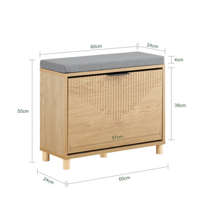 Vorverkauf | SoBuy | Schuhbank mit Sitzfläche | Schuhregal schmal | mit Stauraum | Sonoma Eiche + Grau | FSR199-N