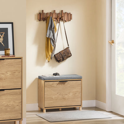 Vorverkauf | SoBuy | Schuhbank mit Sitzfläche | Schuhregal schmal | mit Stauraum | Sonoma Eiche + Grau | FSR199-N