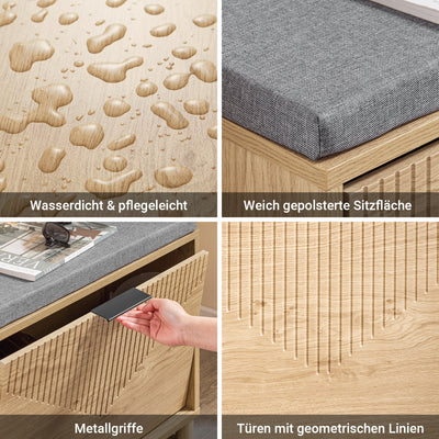 Vorverkauf | SoBuy | Schuhbank mit Sitzfläche | Schuhregal schmal | mit Stauraum | Sonoma Eiche + Grau | FSR199-N