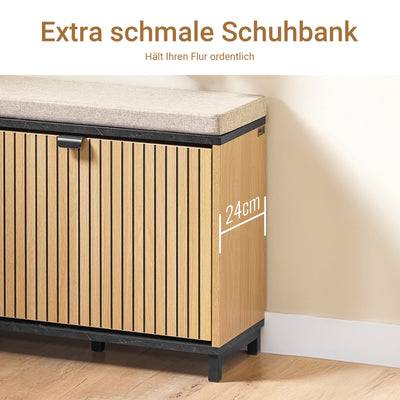 Vorverkauf | SoBuy | Schuhbank Sitzbank | Schuhregal Schmal | mit Stauraum | Klappfach | Marmor Schwarz | FSR201-N