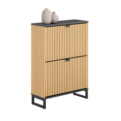 SoBuy | Schuhschrank schmal | Schuhregal mit Klappen | für 8-12 Paar | FSR202-N