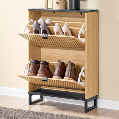 SoBuy | Schuhschrank schmal | Schuhregal mit Klappen | für 8-12 Paar | FSR202-N