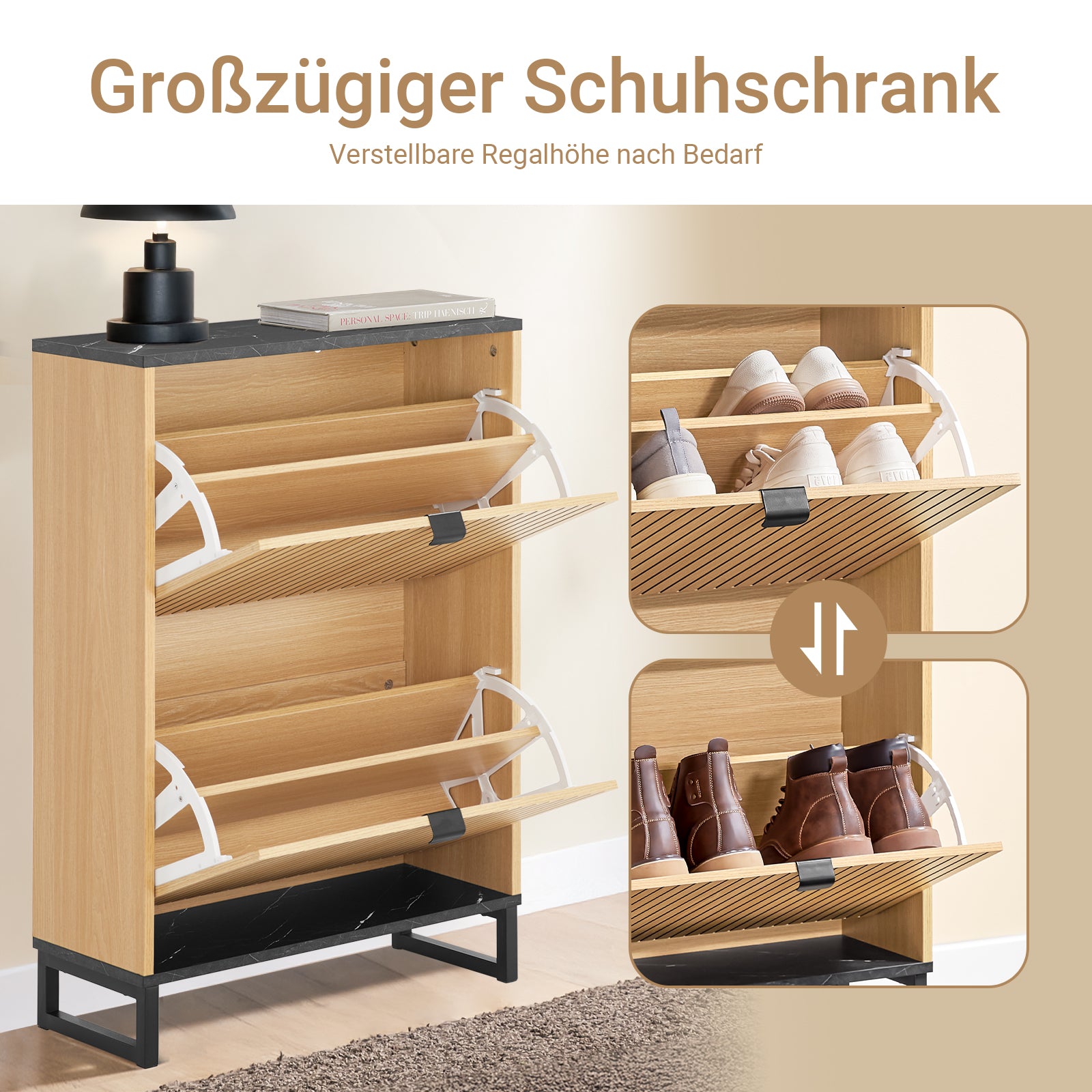 Vorverkauf | SoBuy | Schuhschrank schmal | Schuhregal mit Klappen | für 8-12 Paar | FSR202-N