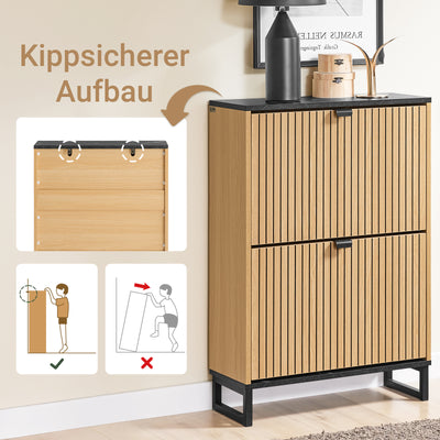 SoBuy | Schuhschrank schmal | Schuhregal mit Klappen | für 8-12 Paar | FSR202-N