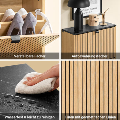 SoBuy | Schuhschrank schmal | Schuhregal mit Klappen | für 8-12 Paar | FSR202-N