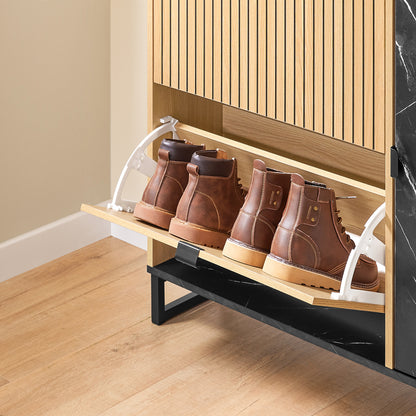 Vorverkauf | SoBuy | Schuhschrank Schmal | 2 Klappen | Schuhkipper | Schwarz | 90x88x24 cm | FSR203-N