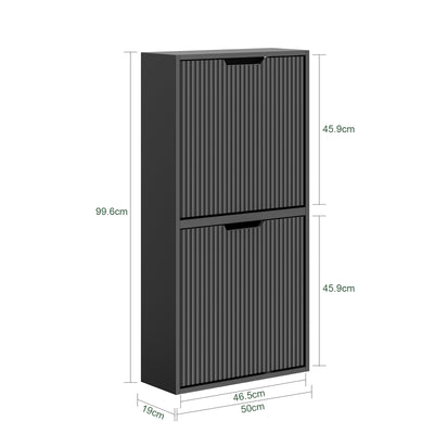 SoBuy | Schuhschrank Schmal Wandmontage | 2-Wege Montage & Anti-Kipp| 19cm Tiefe | Schwarz | FSR204-SCH