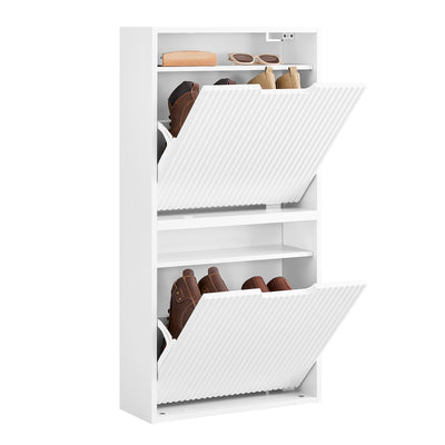 SoBuy | Schuhschrank Schmal | Wandmontage |  2-Wege Montage & Anti-Kipp| 19cm Tiefe | Weiß | FSR204-W
