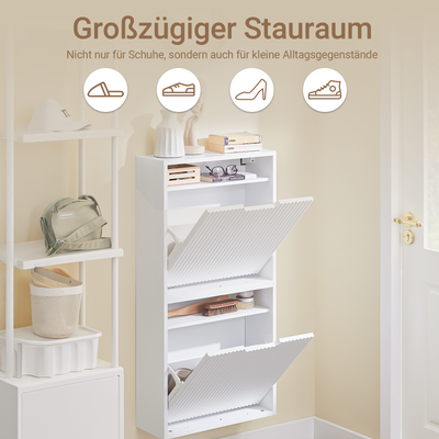 SoBuy | Schuhschrank Schmal | Wandmontage |  2-Wege Montage & Anti-Kipp| 19cm Tiefe | Weiß | FSR204-W