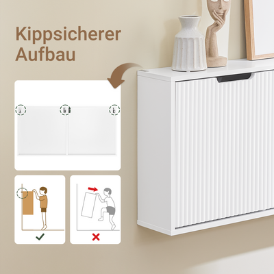 SoBuy | Schuhschrank Schmal | Wandmontage |  2-Wege Montage & Anti-Kipp| 19cm Tiefe | Weiß | FSR204-W