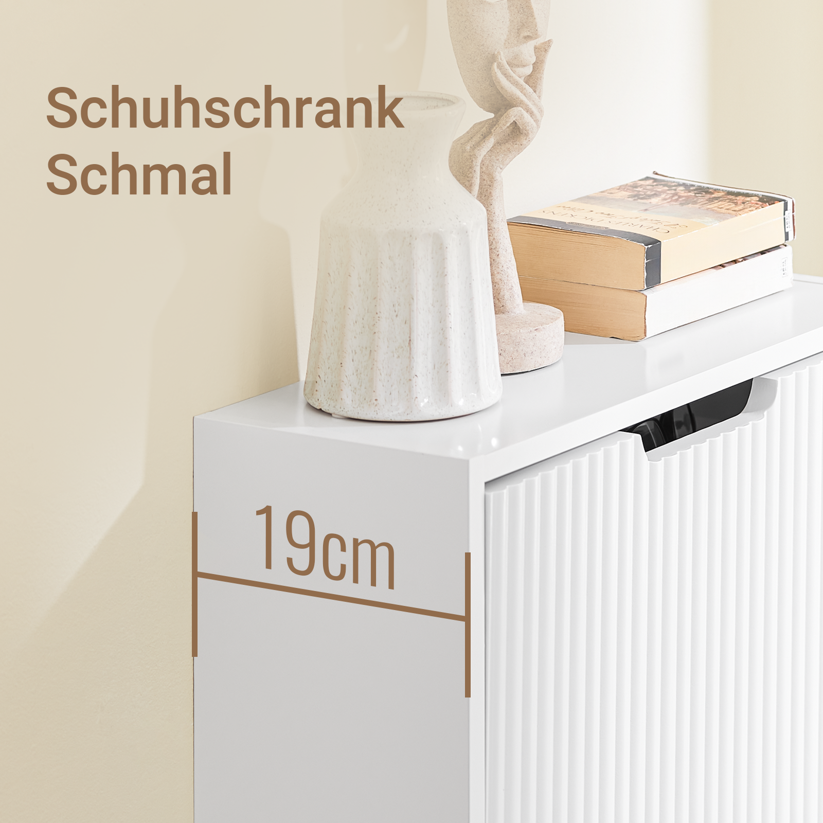 SoBuy | Schuhschrank Schmal | Wandmontage |  2-Wege Montage & Anti-Kipp| 19cm Tiefe | Weiß | FSR204-W