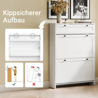 SoBuy | Schuhkipper Schmal | mit 2 Klappen | Weiß | FSR207-W