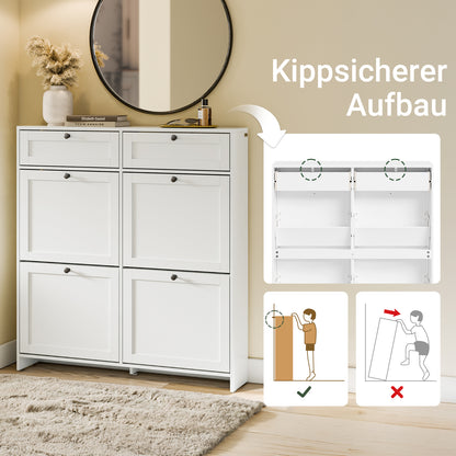 SoBuy | Schuhkipper Schmal | mit 4 Klappen | Weiß | FSR208-W