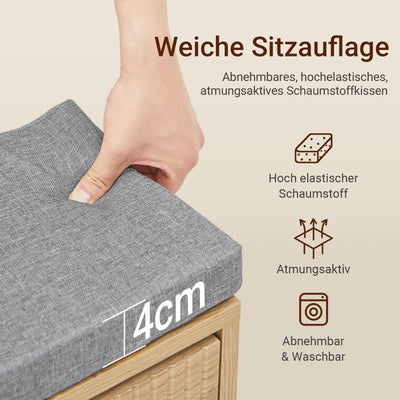 SoBuy Schuhbank schmal mit Sitzfläche für große Schuhe 100x24x50 cm FSR211-N