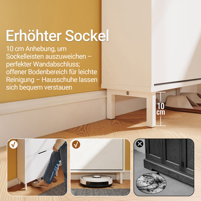 SoBuy Schuhschrank Weiß 2 Türen mit Haken und offener Oberseite 60x19x119 cm 30 kg FSR221-W
