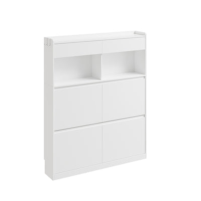 SoBuy | Schuhkipper | Schuhschrank schmal hoch weiß | White | 98×19×120 cm | FSR224-E-W