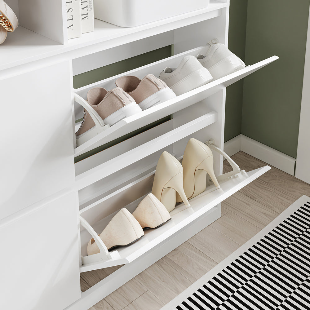SoBuy | Schuhkipper | Schuhschrank schmal hoch weiß | White | 98×19×120 cm | FSR224-E-W