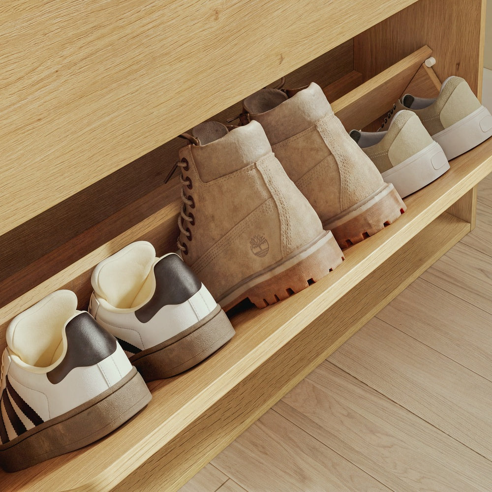 SoBuy | Schuhkipper | Schuhschrank schmal hoch mit 3 Klappen | Helle Eiche | FSR226-E-N