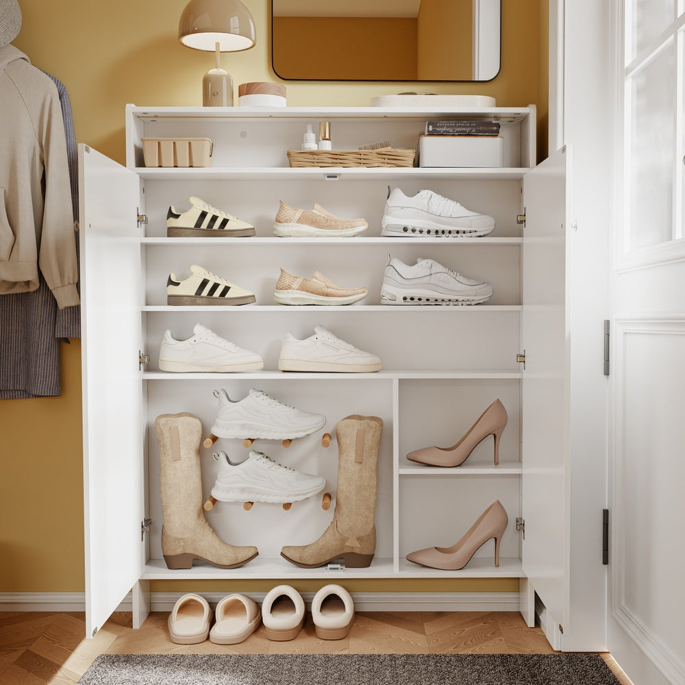 SoBuy | Schuhkipper | Schuhschrank schmal weiß mit offener Ablage | Weiß | FSR227-E-W