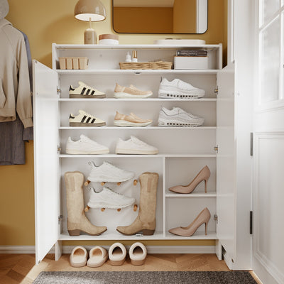 SoBuy | Schuhkipper | Schuhschrank schmal weiß mit offener Ablage | Weiß | FSR227-E-W