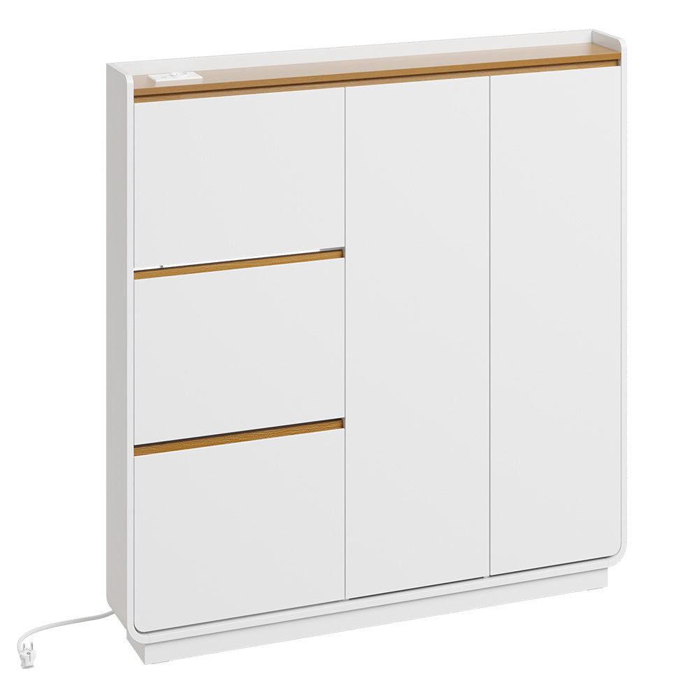 SoBuy Schuhschrank Schmal – 15 cm Tief, mit Steckdose für Flur FSR229-E-WN