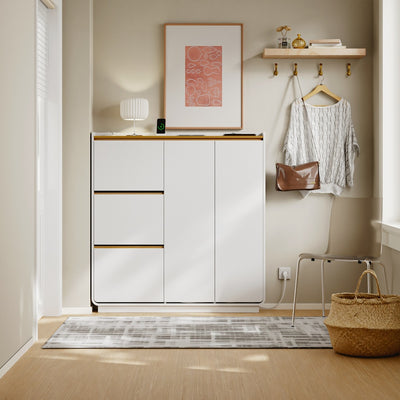 SoBuy Schuhschrank Schmal – 15 cm Tief, mit Steckdose für Flur FSR229-E-WN