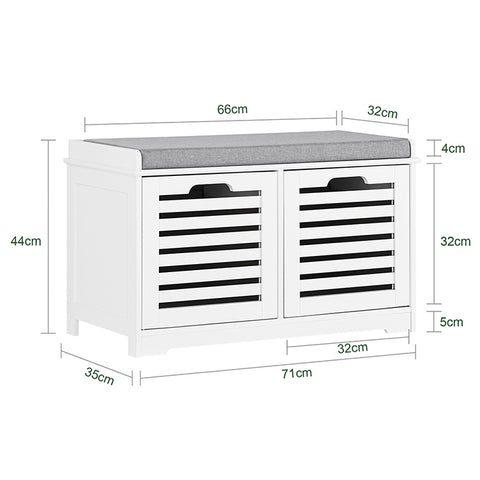 SoBuy | Schuhbank mit Sitzkissen | Schuhtruhe | Sitzkommode Weiß | FSR23-K-W